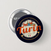 Turijn Piemonte Retro Skyline Italiaans  Pasta Ronde Button 5,7 Cm (Voorkant /achterkant)