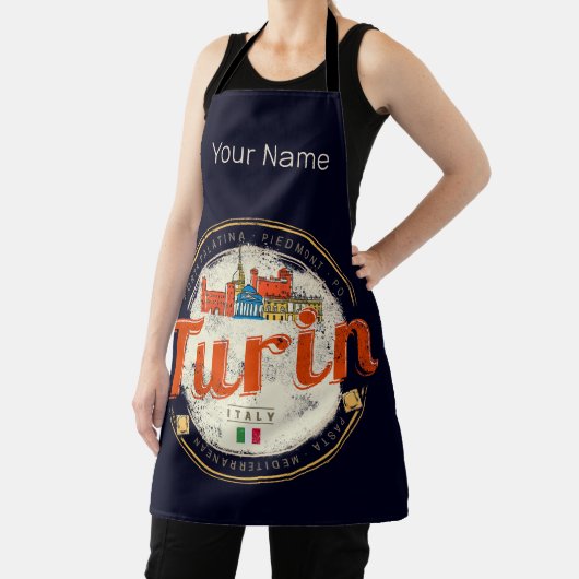 Turijn Piemonte Retro Skyline Italiaans  Pasta Schort (Insitu)
