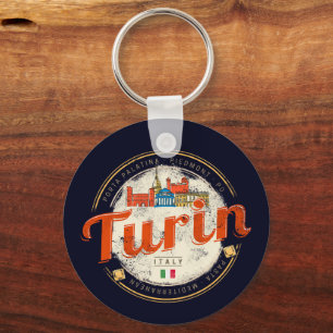 Turijn Piemonte Retro Skyline Italiaans  Pasta Sleutelhanger