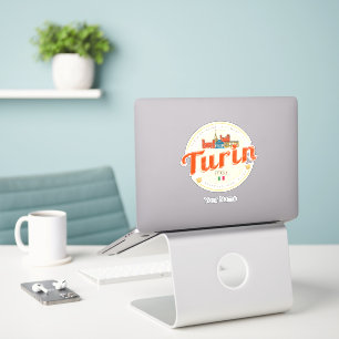 Turijn Piemonte Retro Skyline Italiaans  Pasta Sticker