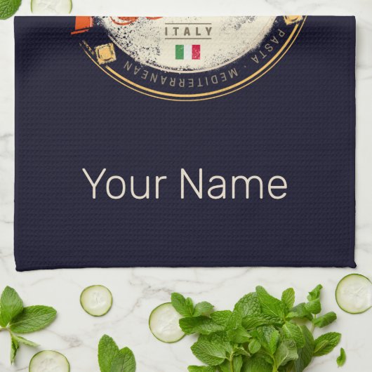 Turijn Piemonte Retro Skyline Italiaans  Pasta Theedoek (Gevouwen)