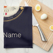 Turijn Piemonte Retro Skyline Italiaans  Pasta Theedoek (Quarter Fold)