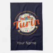 Turijn Piemonte Retro Skyline Italiaans  Pasta Theedoek (Verticaal)