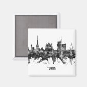 Turin Italy Skyline BW Magneet (Voorkant / Achterkant)