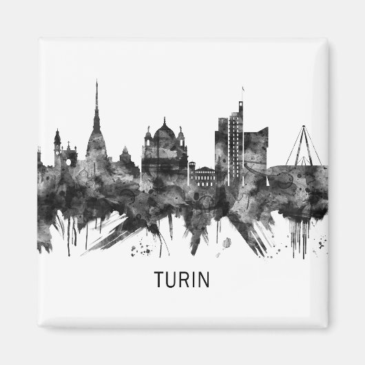 Turin Italy Skyline BW Magneet (Voorkant)