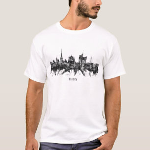 Turin Italy Skyline BW T-shirt