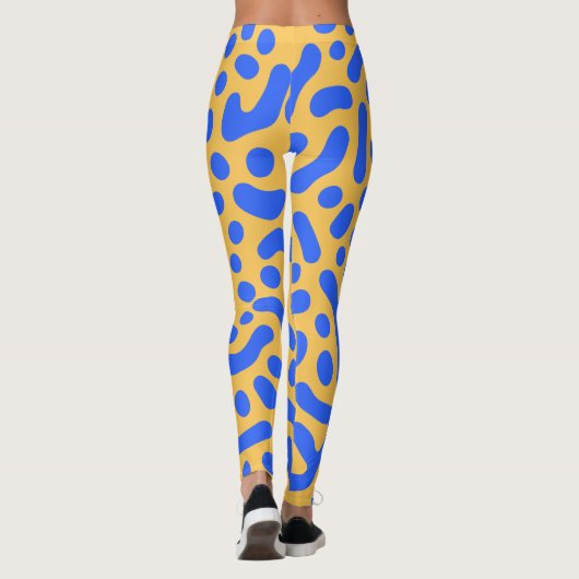 Turing Pattern Abstracte Leggings | Blauw en goud (Achterkant)