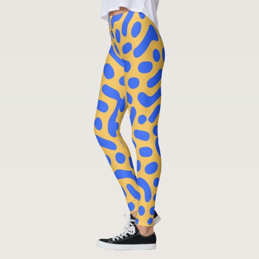 Turing Pattern Abstracte Leggings | Blauw en goud (Links)