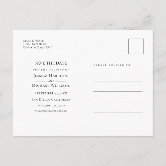 Turkblauwe Ombre Bloemenboeket Rozen Save The Date Uitnodiging Briefkaart (Achterkant)