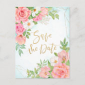 Turkblauwe Ombre Bloemenboeket Rozen Save The Date Uitnodiging Briefkaart (Voorkant)