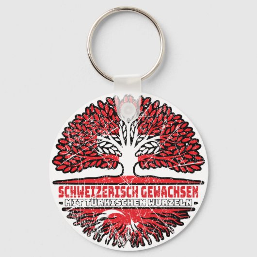 Türkei Türkisch Schweizer Schweiz Baum Wurzel Flag Sleutelhanger (Voorkant)