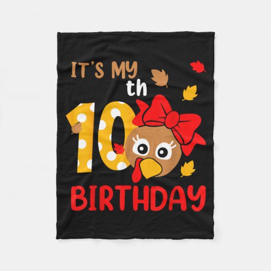 Turkey 10th Birthday Autumn Thanksgiving Party Boy Fleece Deken (Voorkant)