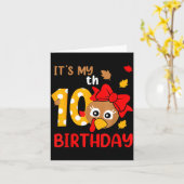 Turkey 10th Birthday Autumn Thanksgiving Party Boy Kaart (Gele Bloem)