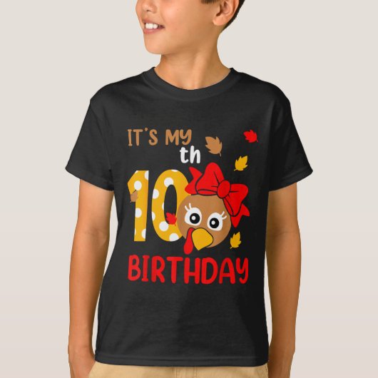 Turkey 10th Birthday Autumn Thanksgiving Party Boy T-shirt (Voorkant)