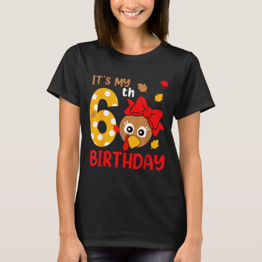 Turkey 6th Birthday Autumn Thanksgiving Party Boy  T-shirt (Voorkant)