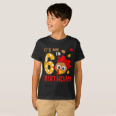 Turkey 6th Birthday Autumn Thanksgiving Party Boy  T-shirt (Voorkant volledig)