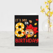 Turkey 8th Birthday Autumn Thanksgiving Party Boy Kaart (Gele Bloem)