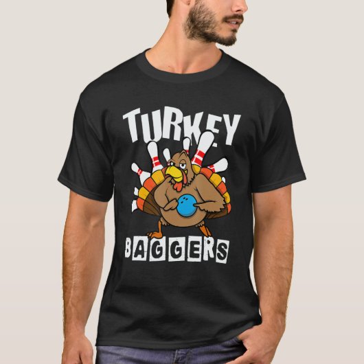 Turkey Baggers Bowling  Happy Thanksgiving Day T-shirt (Voorkant)