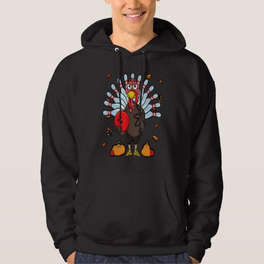 Turkey Bowling Hello Fall Cute Turkey Bowling Squa Hoodie (Voorkant)