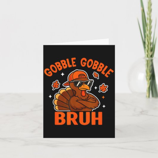 Turkey Bruh Thanksgiving Gobble Shirt Kids Teens B Kaart (Voorkant)