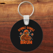 Turkey Bruh Thanksgiving Gobble Shirt Kids Teens B Sleutelhanger (Voorkant)