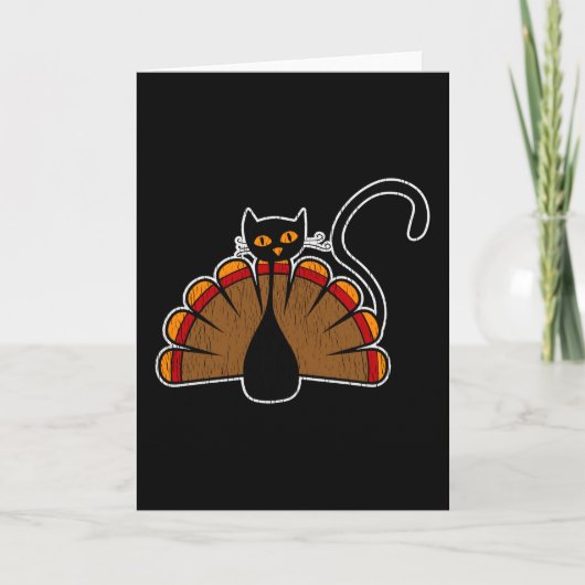 Turkey Cat Lover Thanksgiving Family Kids Kitty Kaart (Voorkant)