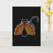 Turkey Cat Lover Thanksgiving Family Kids Kitty Kaart (Gele Bloem)