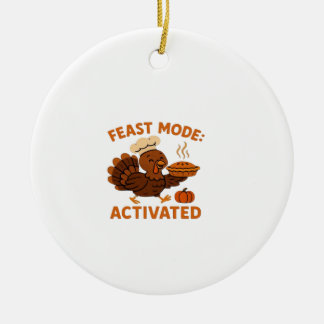 Turkey Chef met Pompoentaart Oversized T-Shirt.png Keramisch Ornament