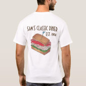 Turkey Club Sandwich Custom Diner Restaurant Staff T-shirt (Achterkant)