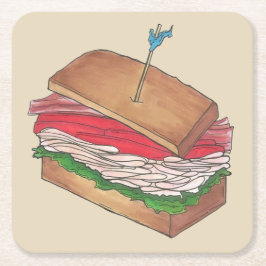 Turkey Club Sandwich Restaurant Diner Foodie Food Kartonnen Onderzetters