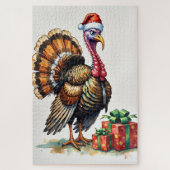Turkey Clumsily Hiding with Paper Santa Hat Legpuzzel (Verticaal)