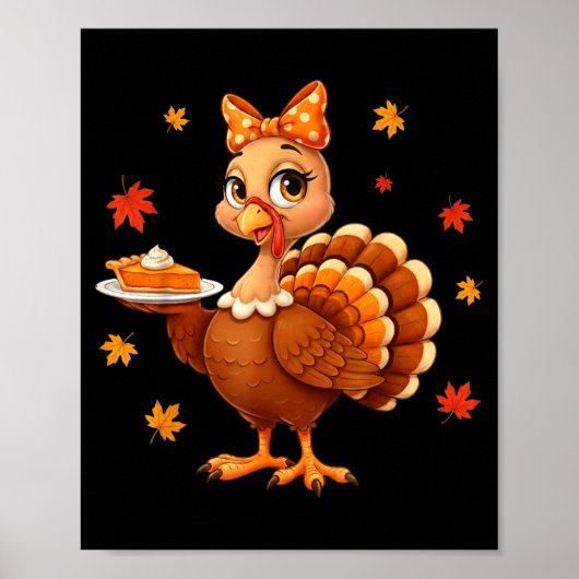Turkey Coquette Bow E Turkey Day Girls Fall Thanks Poster (Voorkant)