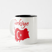 Turkey Country and Fan Design Tweekleurige Koffiemok (Voorkant links)
