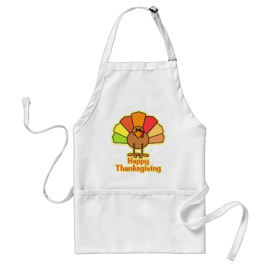 Turkey Cute Cartoon Happy Thanksgiving Design Standaard Schort (Voorkant)