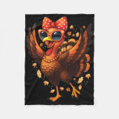 Turkey Dancing Turkey Day Womens Fall Cute Bow Tha Fleece Deken (Voorkant)