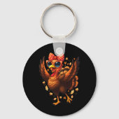 Turkey Dancing Turkey Day Womens Fall Cute Bow Tha Sleutelhanger (Voorkant)