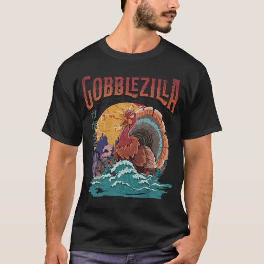 Turkey Day Thanksgiving Gobblezilla Kaiju Monster T-shirt (Voorkant)