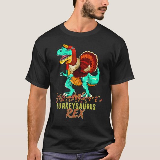 Turkey Dinosaur Happy Dinner Thanksgiving Hello Fa T-shirt (Voorkant)