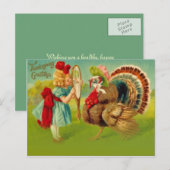 Turkey dressed up feestdagenkaart (Voorkant / Achterkant)