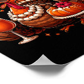 Turkey Drinking Coffee Bow Thanksgiving Womens Tur Poster (Hoek)