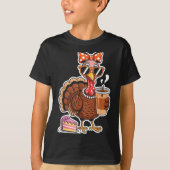 Turkey Drinking Coffee Bow Thanksgiving Womens Tur T-shirt (Voorkant)