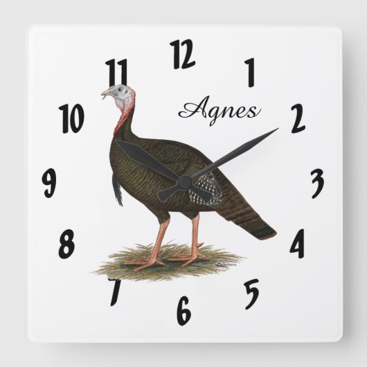 Turkey: Eastern Wild Tom Vierkante Klok (Voorkant)