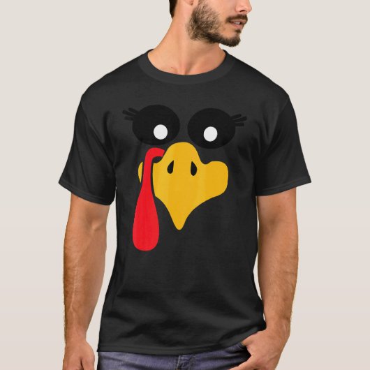 Turkey Face Pilgrim  Thanksgiving Costume  1 T-shirt (Voorkant)
