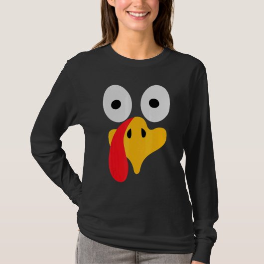 Turkey Face Pilgrim  Thanksgiving Costume T-shirt (Voorkant)