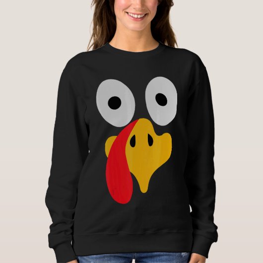 Turkey Face Pilgrim  Thanksgiving Costume Trui (Voorkant)