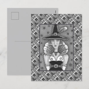 TURKEY FEATHER WITCH, A SALEM THANKSGIVING, FOLK FEESTDAGENKAART