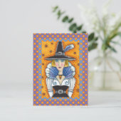 TURKEY FEATHER WITCH, A SALEM THANKSGIVING, FOLK FEESTDAGENKAART (Staand voorkant)