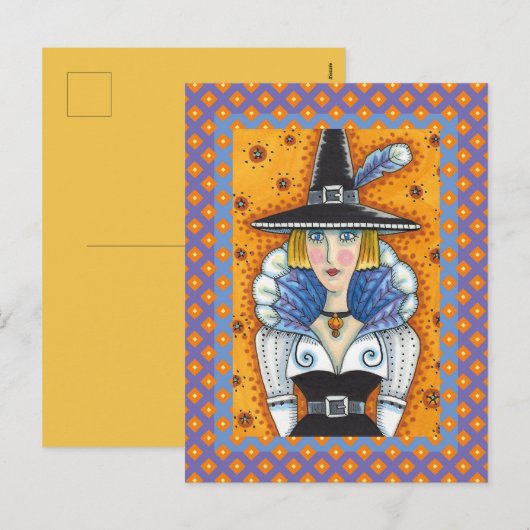 TURKEY FEATHER WITCH, A SALEM THANKSGIVING, FOLK FEESTDAGENKAART (Voorkant / Achterkant)