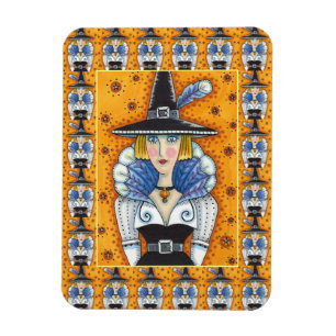 TURKEY FEATHER WITCH, A SALEM THANKSGIVING, FOLK MAGNEET