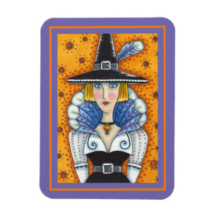 TURKEY FEATHER WITCH, A SALEM THANKSGIVING, FOLK MAGNEET